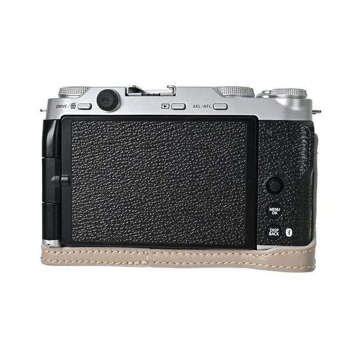 For Fujifilm X-M5 Case with Shoulder Strap Genuine Leather Camera Protective Cover - Grey - 3