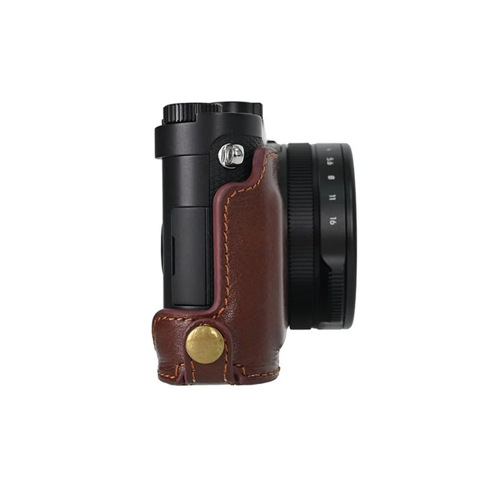 For Leica D-Lux 8 Camera Case with Lens Cover Genuine Leather Protective Cover - Coffee - 6