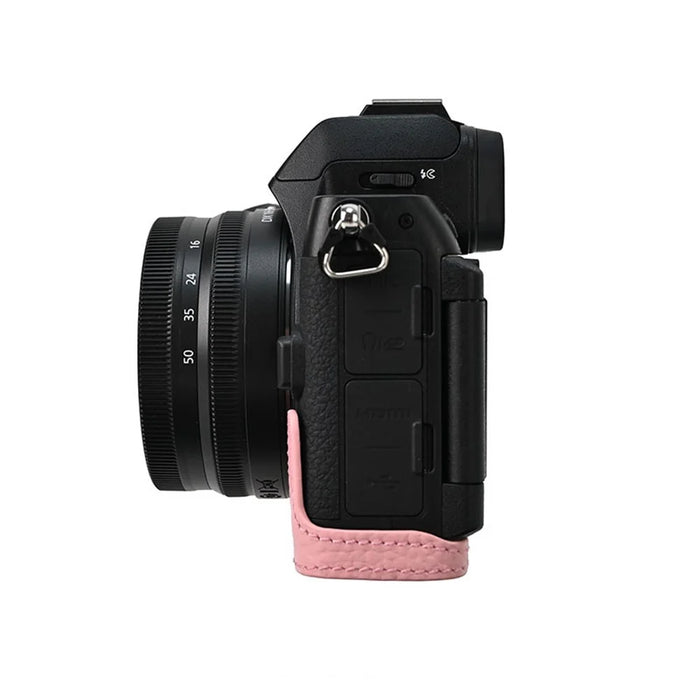 For Nikon Z 50 II Camera Case Genuine Cow Leather Protective Cover - Pink - 7