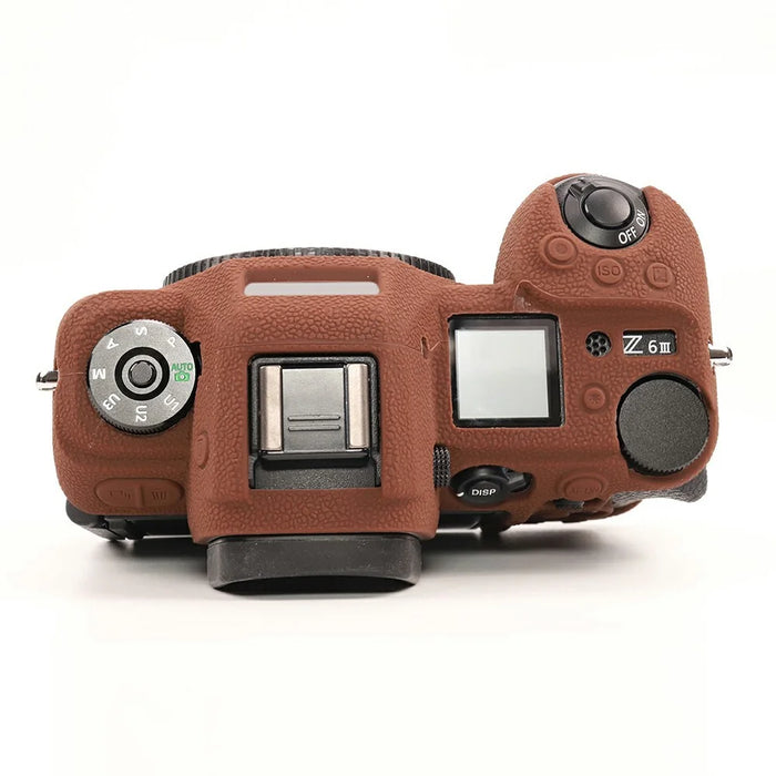 For Nikon Z6 III Camera Protective Case Litchi Texture Silicone  Shock Absorbent Cover - Coffee - 5