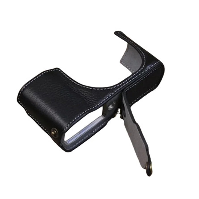 For Leica C-Lux Digital Camera Genuine Leather Case Bottom Opening Design Protective Half Body Cover - Black - 1