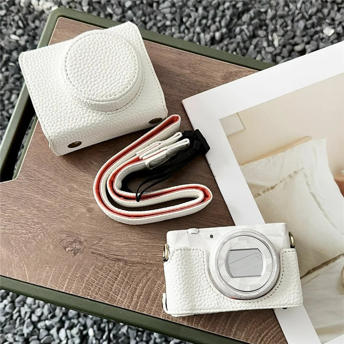For Sony ZV-1F / ZV-1 Mark II Leather Case with Battery Access Camera Cover Protective Sleeve - White - 2