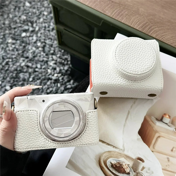For Sony ZV-1F / ZV-1 Mark II Leather Case with Battery Access Camera Cover Protective Sleeve - White - 4