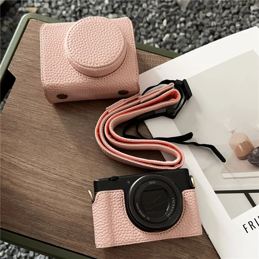 For Sony ZV-1 Leather Case Camera Cover Protective Sleeve - Pink - 5