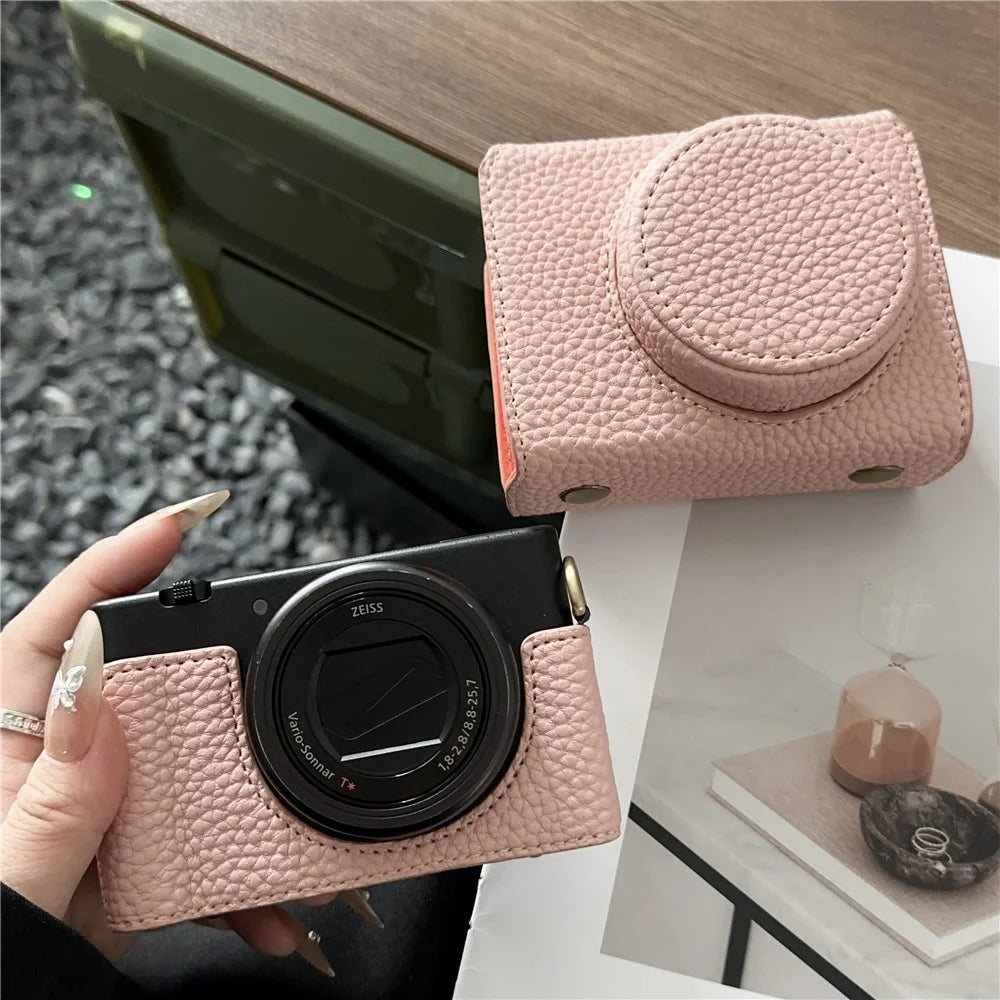For Sony ZV-1 Leather Case Camera Cover Protective Sleeve - Pink - 6