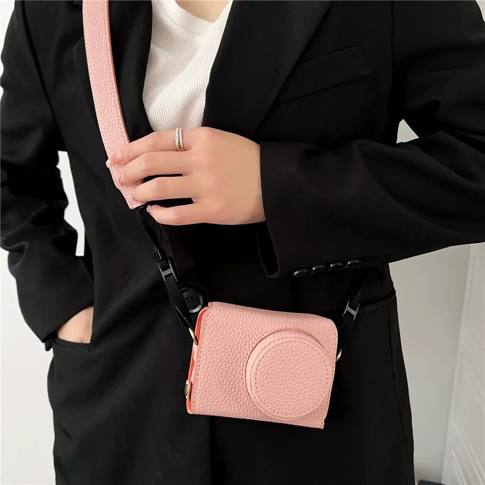 For Ricoh GR III / Iiix Leather Case with Battery Access Camera Cover Protective Sleeve - Pink - 3