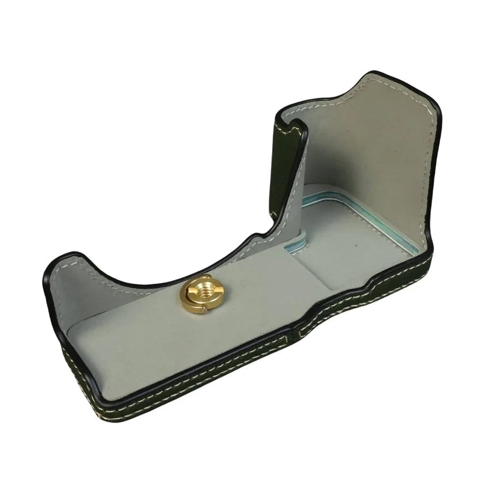 For Nikon Z 50 II Buffalo Texture PU Leather Bottom Case Half Body Camera Cover with Battery Opening - Green - 3