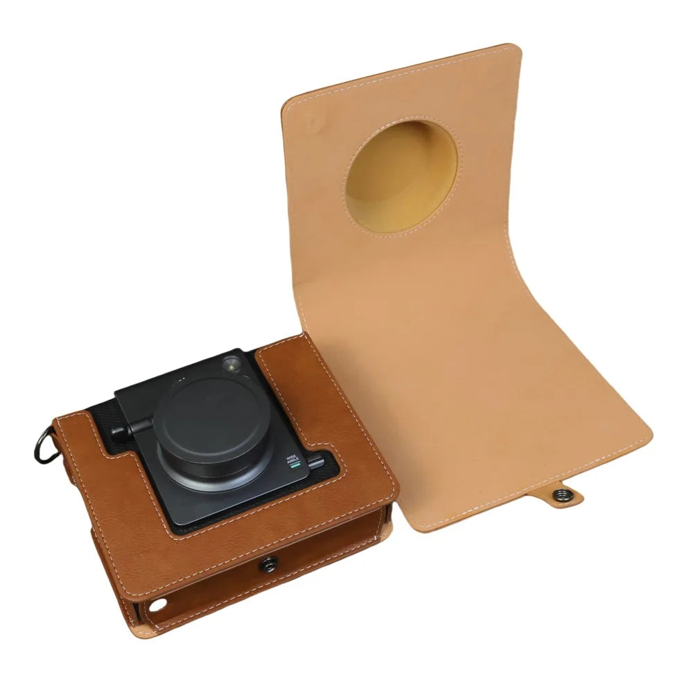 For Fujifilm Instax Wide Evo Camera Case Portable PU Leather Protective Cover with Shoulder Strap - Brown - 4