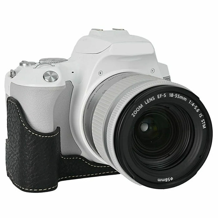 For Canon EOS 200D II / EOS 200D Camera Case with Battery Opening Litchi Texture PU Leather Protective Cover - Black - 4