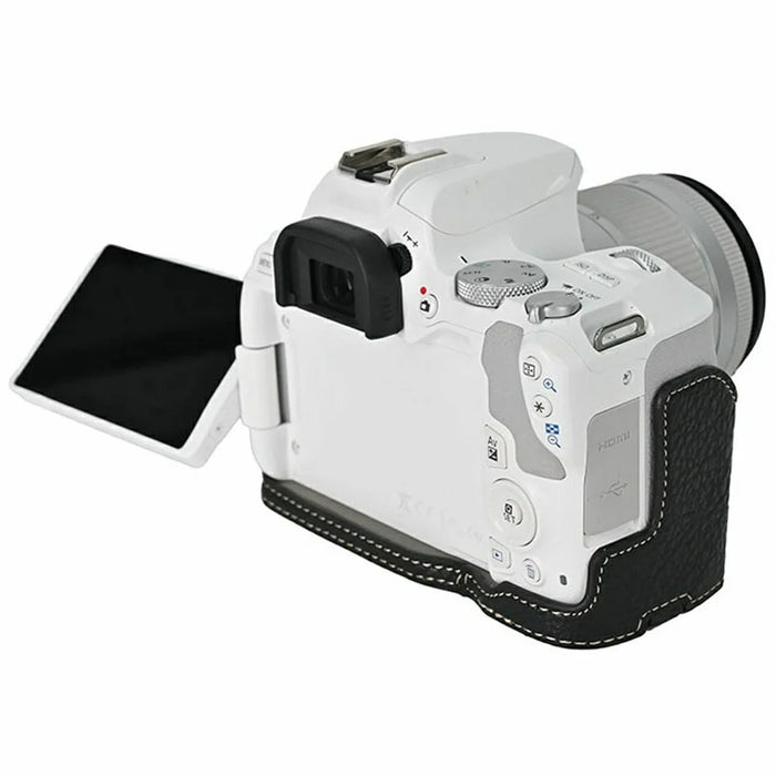 For Canon EOS 200D II / EOS 200D Camera Case with Battery Opening Litchi Texture PU Leather Protective Cover - Black - 5