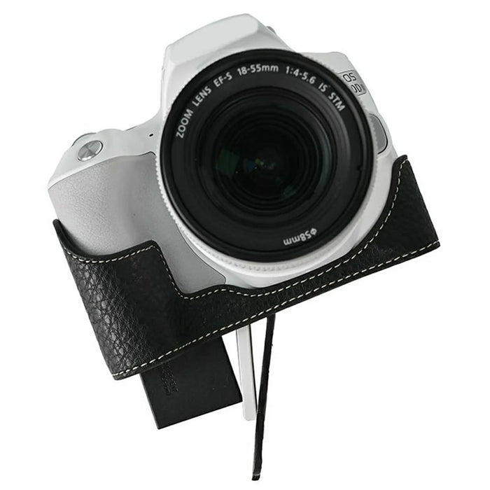 For Canon EOS 200D II / EOS 200D Camera Case with Battery Opening Litchi Texture PU Leather Protective Cover - Black - 7