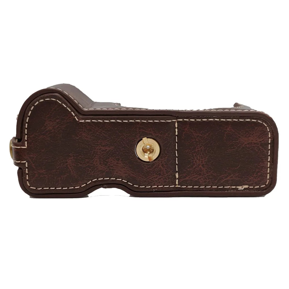 For Canon PowerShot V1 Camera Protection Bottom Case PU Leather Cover with Battery Opening - Coffee - 4