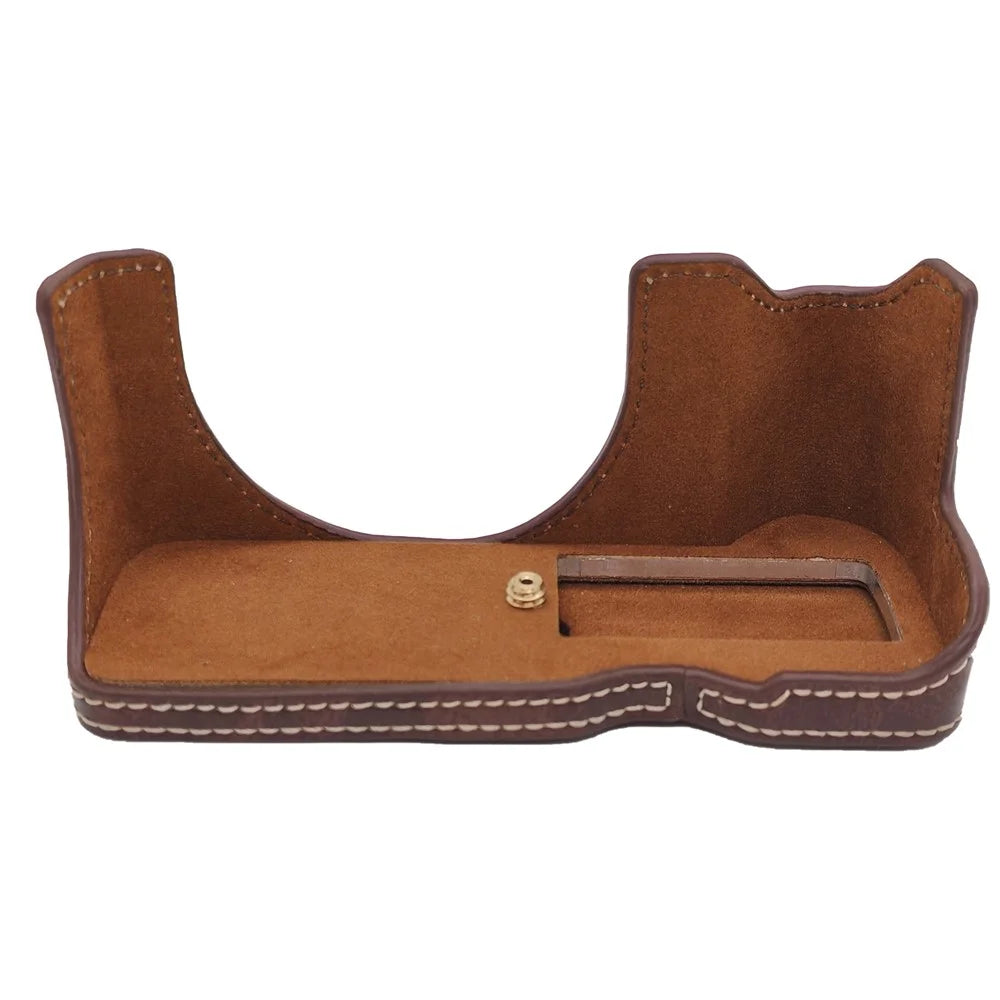 For Canon PowerShot V1 Camera Protection Bottom Case PU Leather Cover with Battery Opening - Coffee - 5