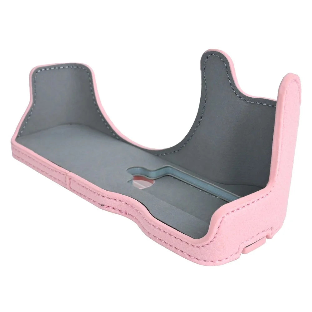 For Canon PowerShot V1 Camera Half Case Litchi Texture Battery Opening PU Leather Cover with Shoulder Strap - Pink - 6