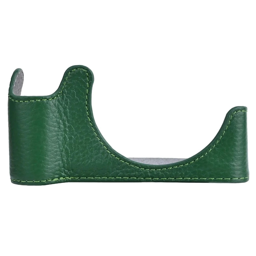 For Canon PowerShot V1 Camera Case Genuine Cow Leather Protective Cover with Shoulder Strap - Green - 3