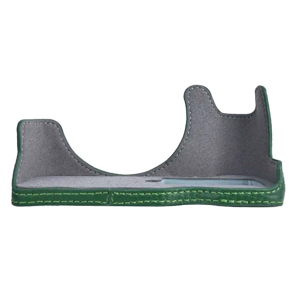 For Canon PowerShot V1 Camera Case Genuine Cow Leather Protective Cover with Shoulder Strap - Green - 4