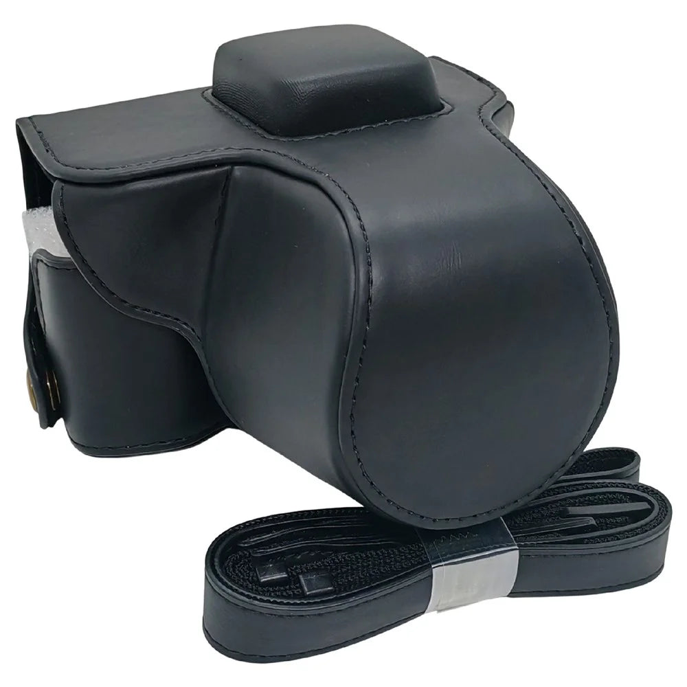 Camera Bag for Olympus PEN E-PL9 / E-PL8 / E-PL7 Mirrorless Camera Portable PU Leather Protective Case with Shoulder Strap - Black - 1
