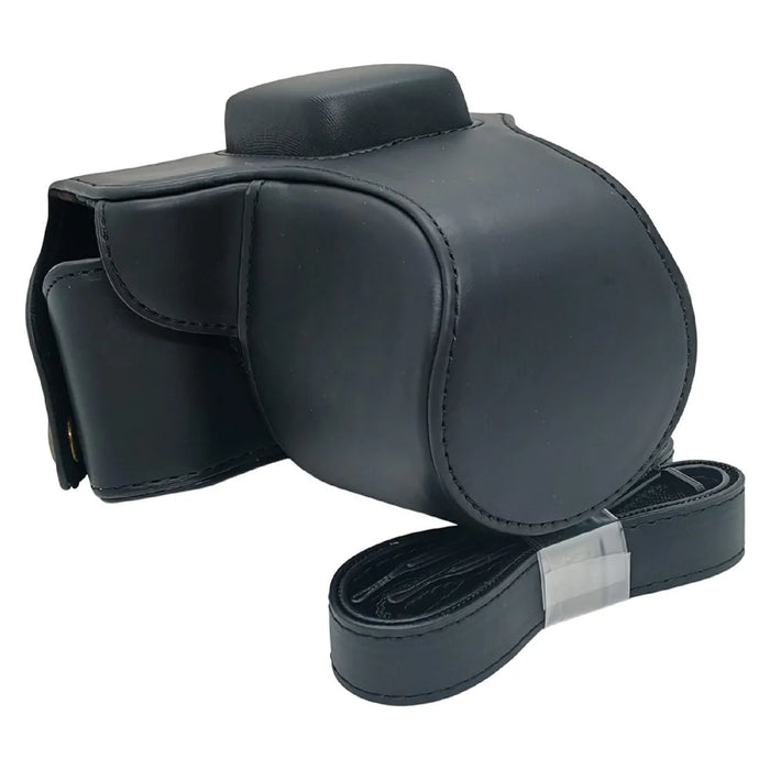 For Olympus PEN E-PL5 / E-PL6 / E-PM2 Camera Case Portable PU Leather Protective Cover with Shoulder Strap - Black - 1