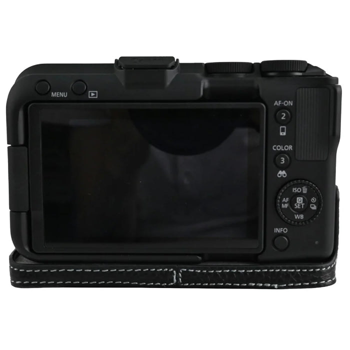 For Canon EOS R50 V Camera Base Genuine Cow Leather Protective Cover - Black - 2
