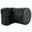 For Canon EOS R50 V Camera Case Genuine Cow Leather Protective Cover with Shoulder Strap and Lens Cap - Black - 7