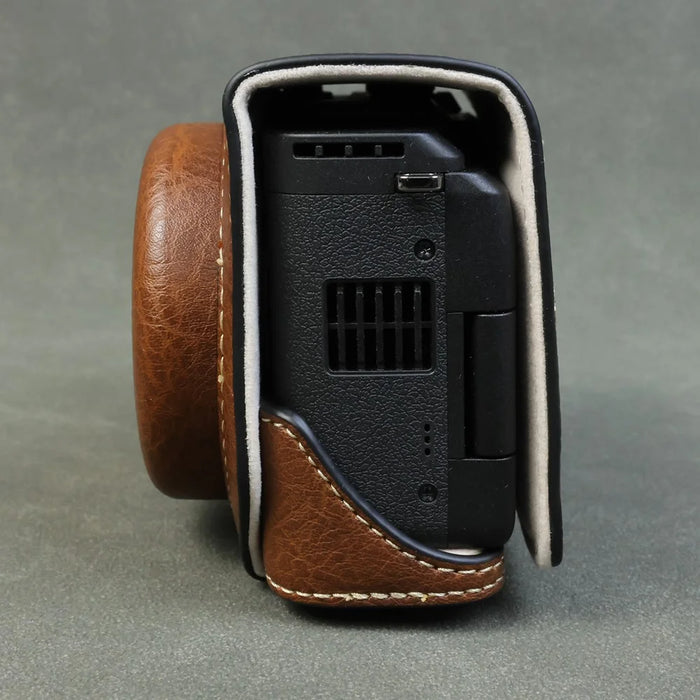 For Canon PowerShot V1 Camera Case Portable Leather Camera Protective Cover Without Battery Opening - Coffee - 5