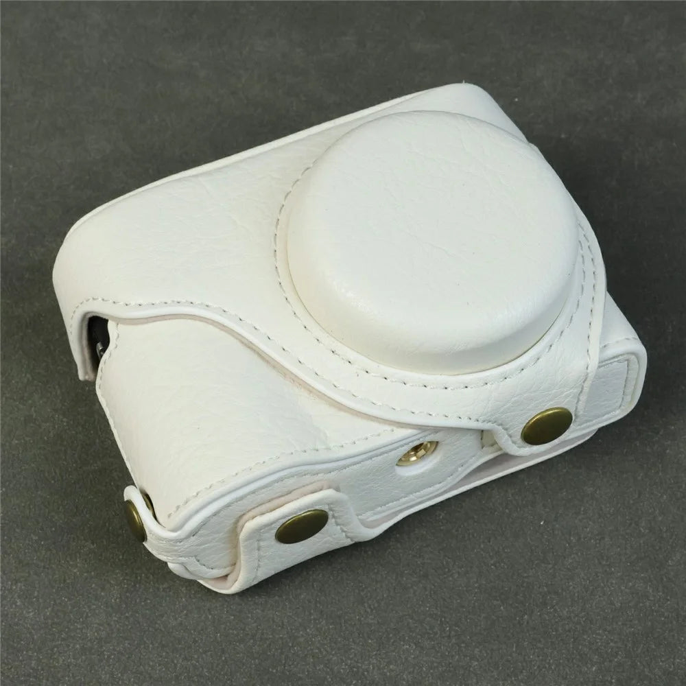 For Panasonic Lumix DMC-ZS99 / DMC-TZ99 Camera Case Buffalo Texture PU Leather Protective Cover with Shoulder Strap - White - 2