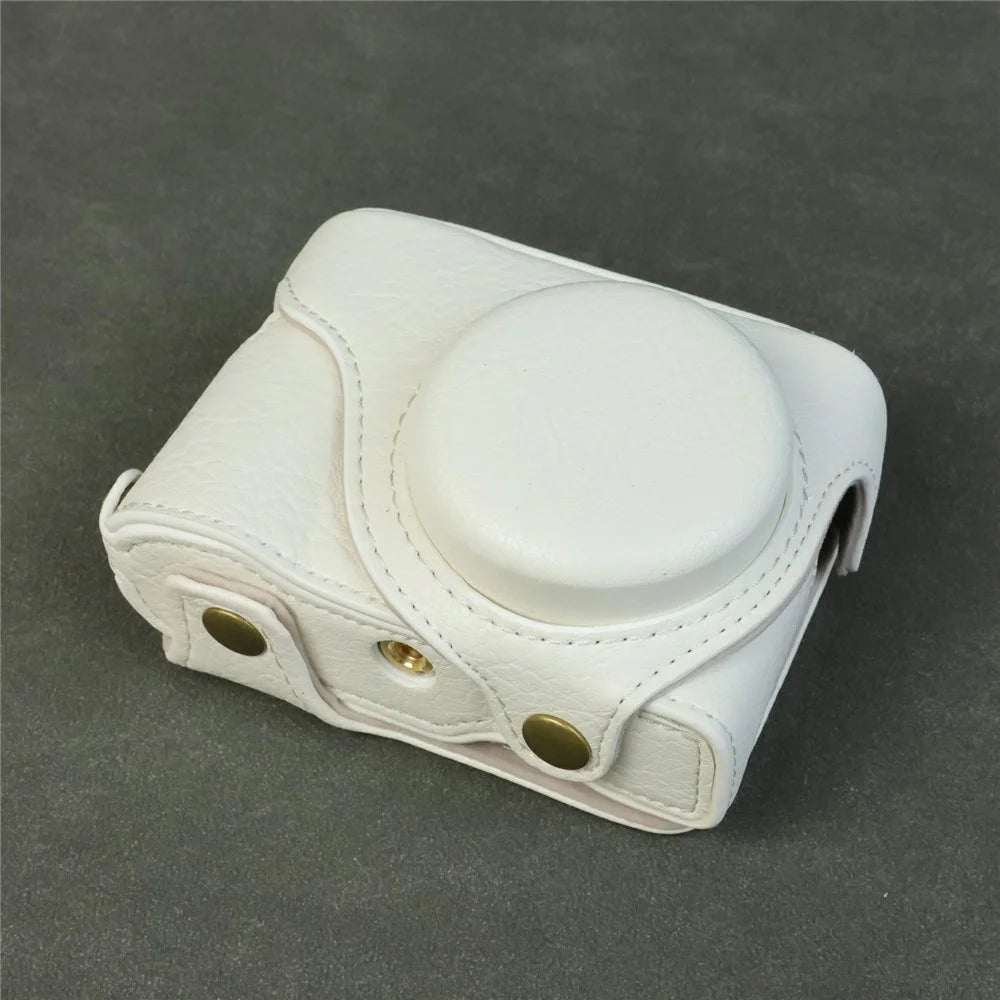 For Panasonic Lumix DMC-ZS99 / DMC-TZ99 Camera Case Buffalo Texture PU Leather Protective Cover with Shoulder Strap - White - 3