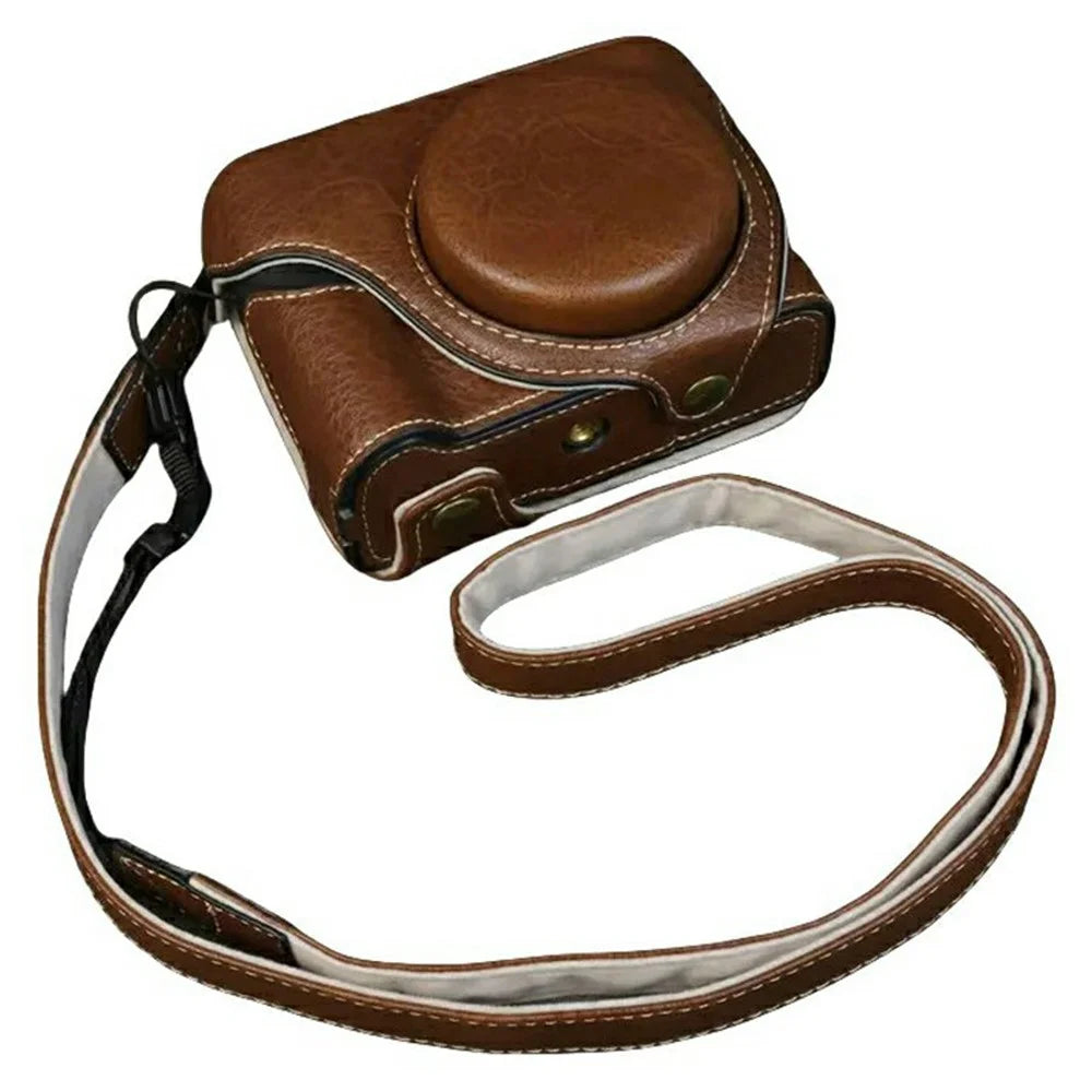 For Canon PowerShot V1 Camera Case with Battery Opening Portable Leather Camera Protective Cover - Coffee - 1