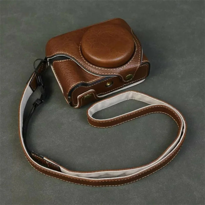For Canon PowerShot V1 Camera Case with Battery Opening Portable Leather Camera Protective Cover - Coffee - 2