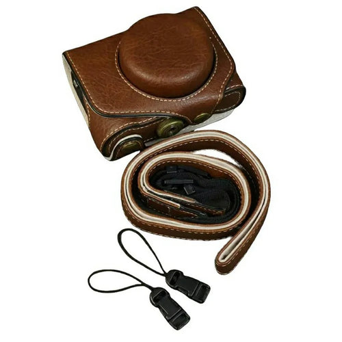 For Canon PowerShot G7 X Mark III / Mark II Camera Case Buffalo Texture Leather Protective Cover Without Battery Opening - Coffee - 1