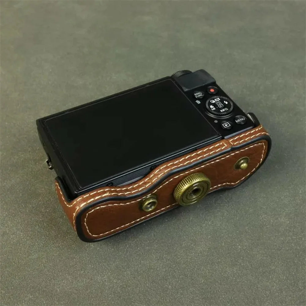 For Canon PowerShot G7 X Mark III / Mark II Camera Case Buffalo Texture Leather Protective Cover Without Battery Opening - Coffee - 7