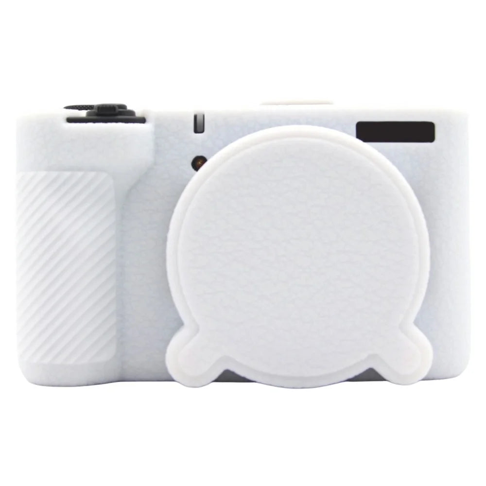 For Canon PowerShot V1 Camera Silicone Protective Case Shock Resistant Anti Scratch Textured Cover - White - 1