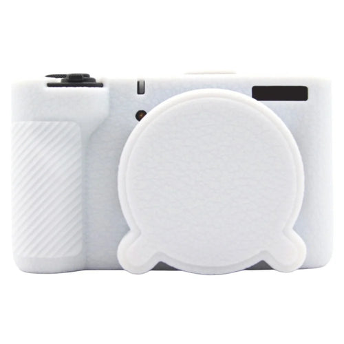 For Canon PowerShot V1 Camera Silicone Protective Case Shock Resistant Anti Scratch Textured Cover - White - 1