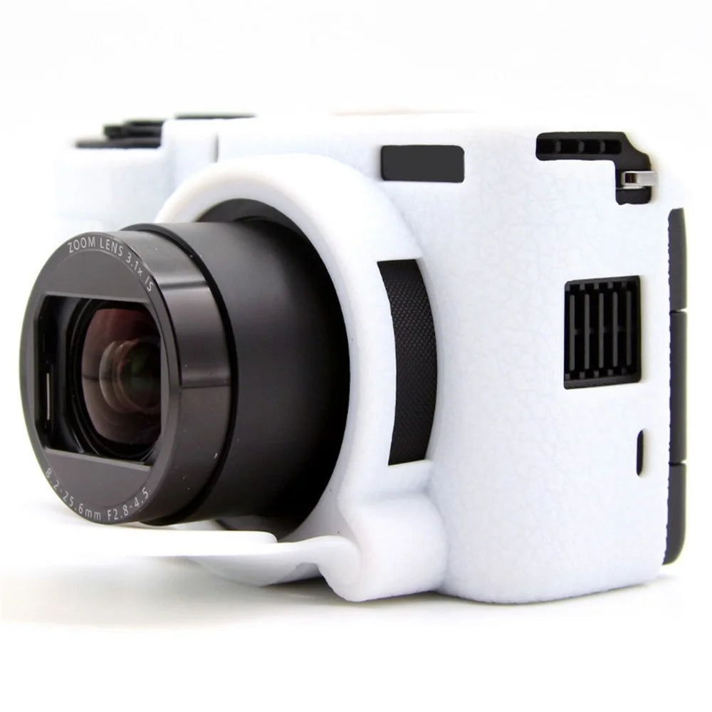 For Canon PowerShot V1 Camera Silicone Protective Case Shock Resistant Anti Scratch Textured Cover - White - 5