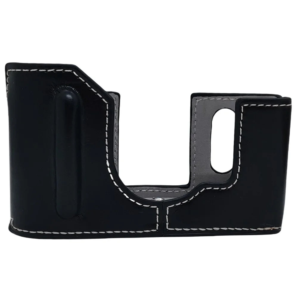 For Fujifilm X Half Camera Protection Bottom Case PU Leather Cover with Battery Opening - Black - 1