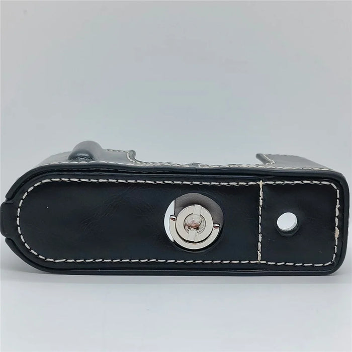 For Fujifilm X Half Camera Protection Bottom Case PU Leather Cover with Battery Opening - Black - 2