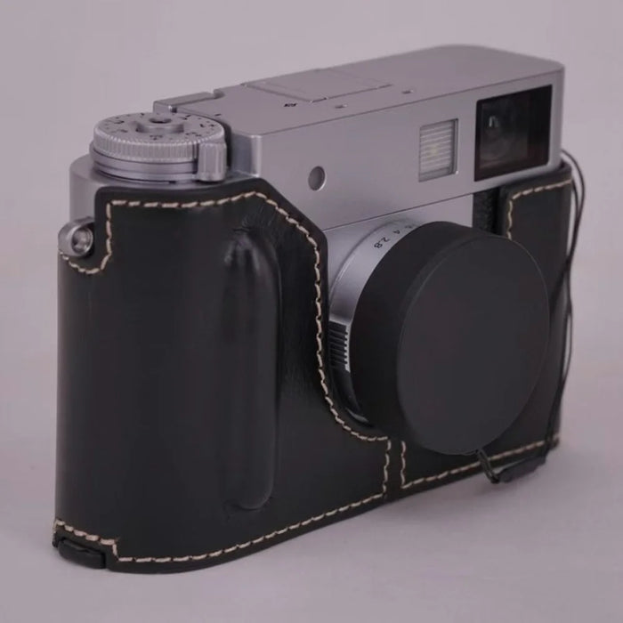 For Fujifilm X Half Camera Protection Bottom Case PU Leather Cover with Battery Opening - Black - 5