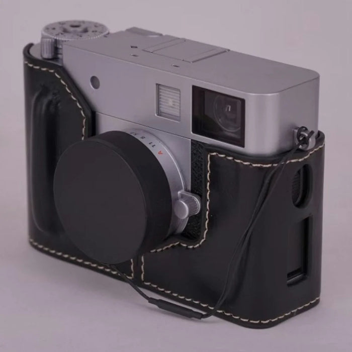 For Fujifilm X Half Camera Protection Bottom Case PU Leather Cover with Battery Opening - Black - 6