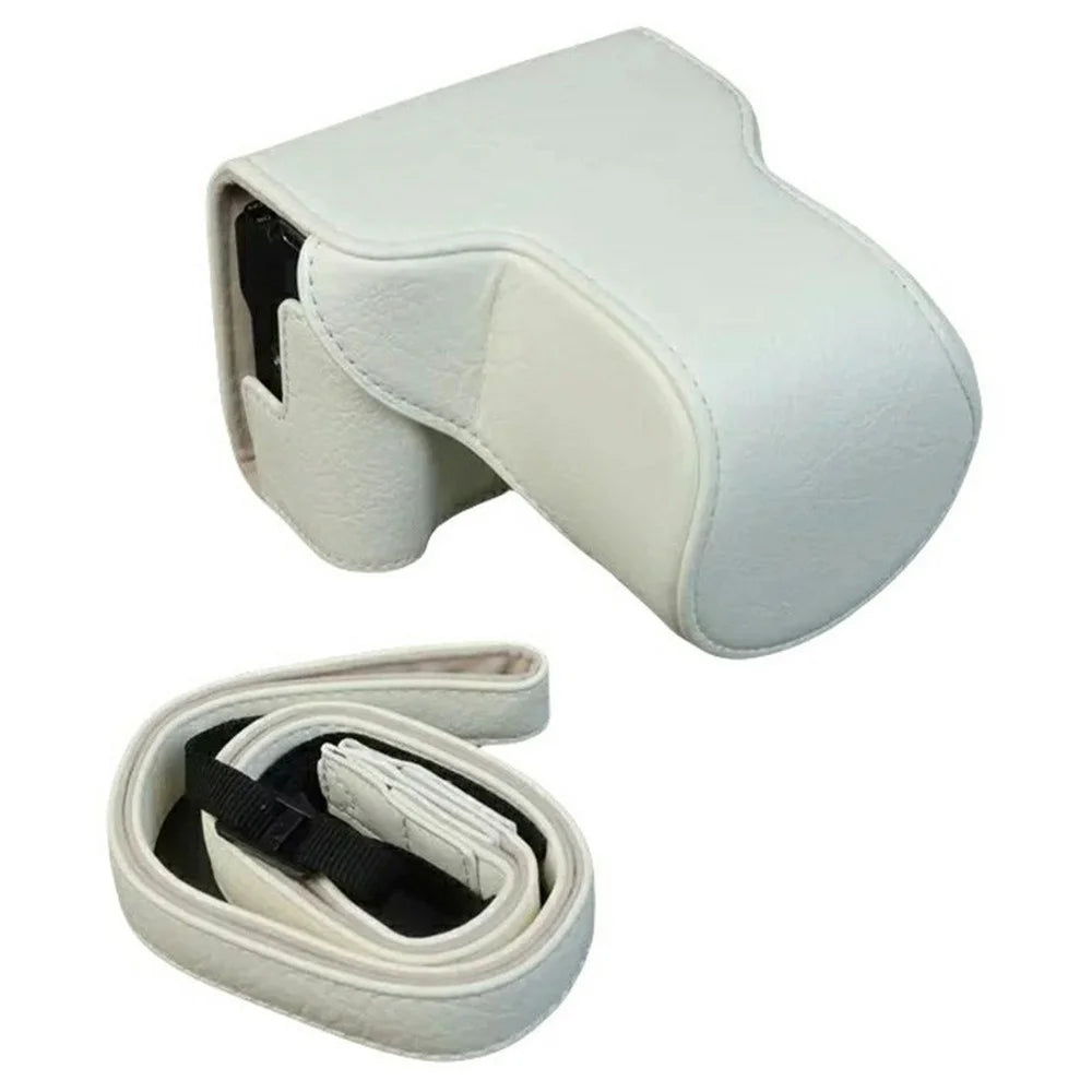 For Canon EOS R50 V Camera Case Buffalo Texture Leather Protective Cover Without Battery Opening - White - 1