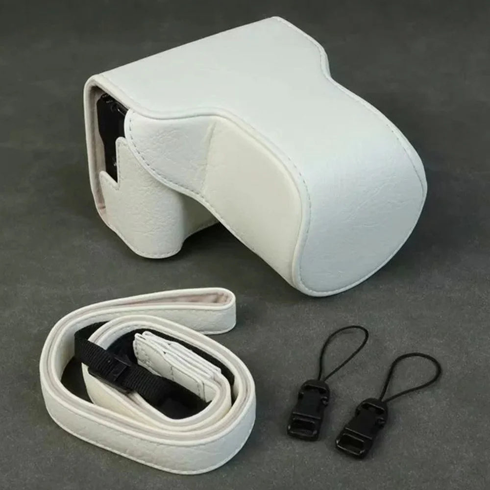 For Canon EOS R50 V Camera Case Buffalo Texture Leather Protective Cover Without Battery Opening - White - 2