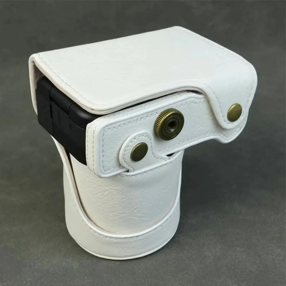 For Canon EOS R50 V Camera Case Buffalo Texture Leather Protective Cover Without Battery Opening - White - 4