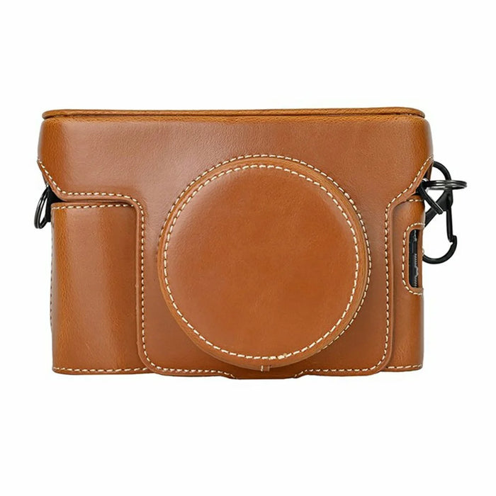 For Fujifilm X100VI Camera Case PU Leather Cover with Battery Hole + Strap + Storage Bag - Brown - 3
