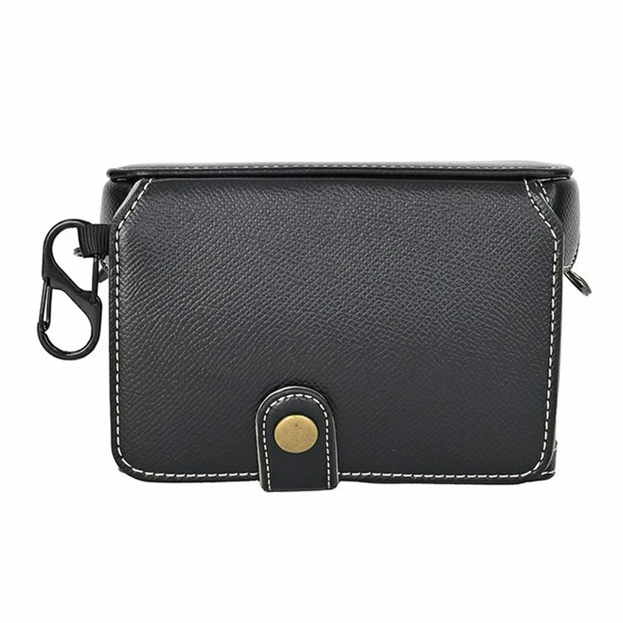 For Fujifilm X100VI Camera Case Textured PU Leather Cover with Battery Hole + Strap + Lens Storage Bag - Black - 5