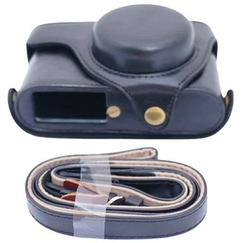 For Leica X1  /  X2  /  XE Camera Case Premium PU Leather Protective Cover with Shoulder Strap - Black - 1