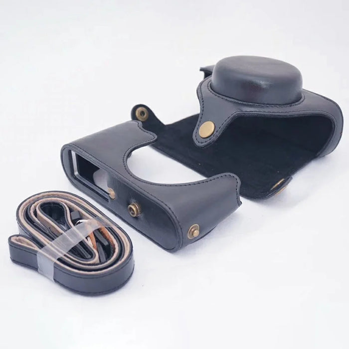 For Leica X1  /  X2  /  XE Camera Case Premium PU Leather Protective Cover with Shoulder Strap - Black - 5