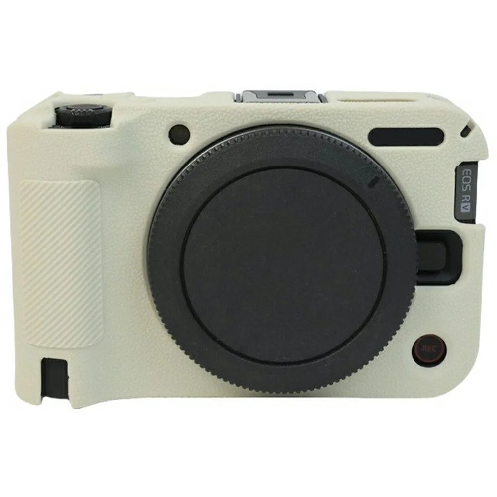 For Canon EOS R50 V Camera Protective Case Litchi Texture Silicone Cover - Beige - 1