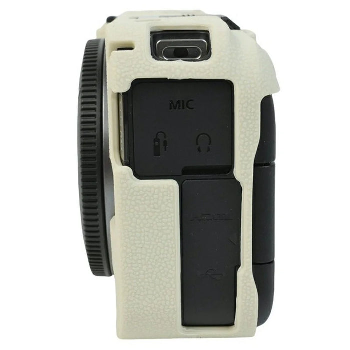 For Canon EOS R50 V Camera Protective Case Litchi Texture Silicone Cover - Beige - 7