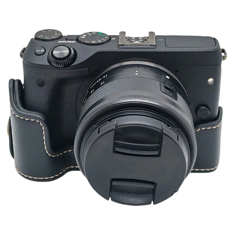 For Canon EOS M3 Camera Bottom Case PU Leather Cover with Battery Opening - Black - 1