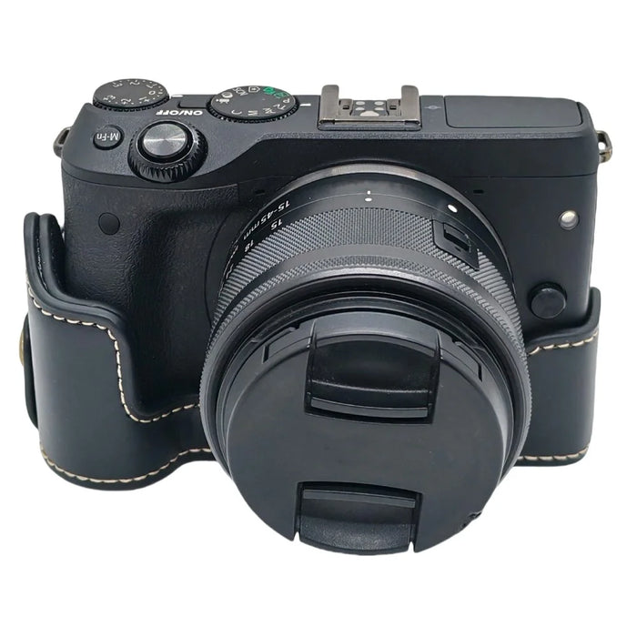 For Canon EOS M3 Camera Bottom Case PU Leather Cover with Battery Opening - Black - 1