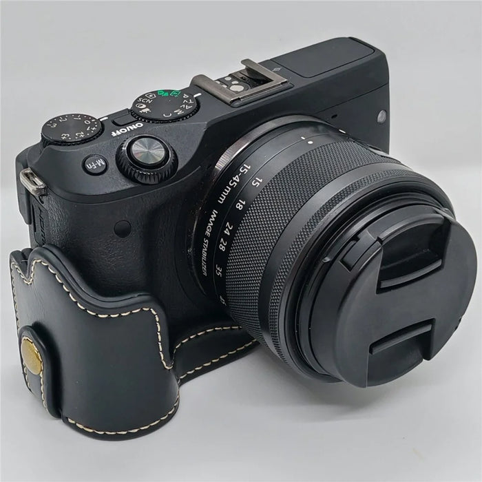 For Canon EOS M3 Camera Bottom Case PU Leather Cover with Battery Opening - Black - 2